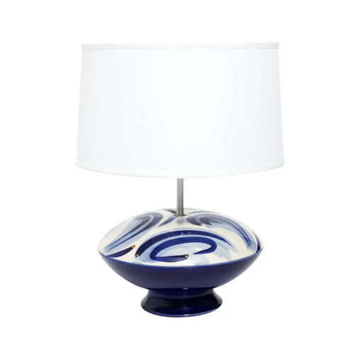 Mid Century Modern Blue and White Glass Lamp c. 1970