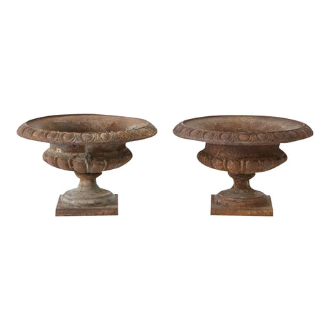 Pair Cast Iron Pie Crust Urns