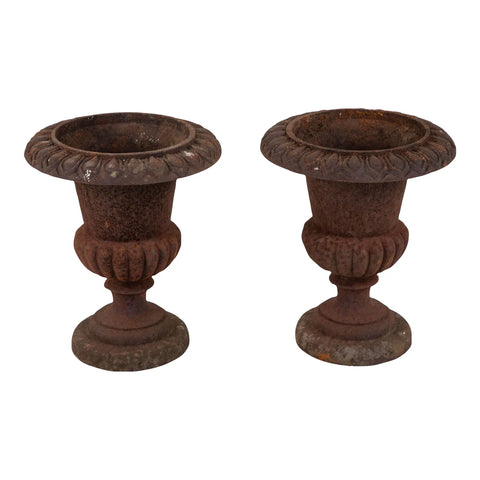 Pair of Cast Iron Urns, French 19th Century