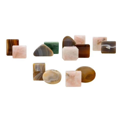 Polished stone specimens, set of 14