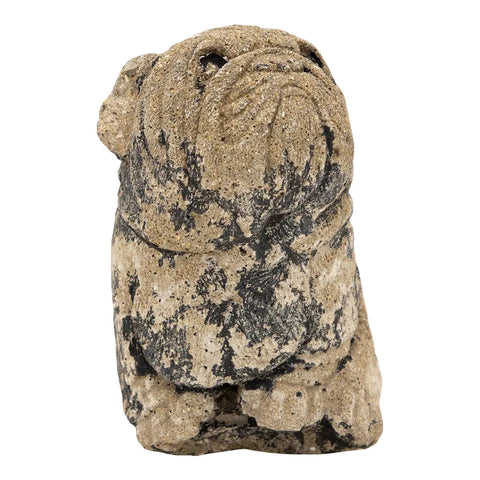 Reconstituted Stone Dog Pug Garden Ornament, 20th Century