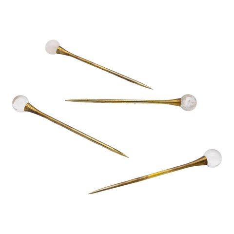 Set of Four Crystal and Gold Cocktail Stirrers or Picks