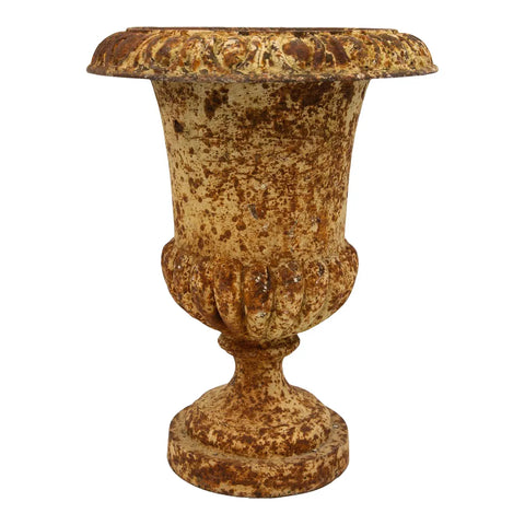 Single Rusty Cast Iron Urn, French early 20th Century