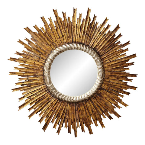 Sunburst Carved Giltwood Mirror, 20th Century