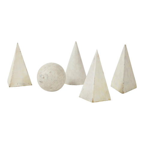 Set of 5 white Painted Wooden Geometric Molds