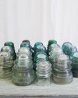Set of 6 Green Blue and White Insulators