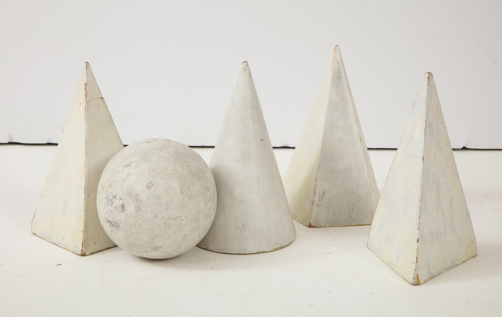 Set of 5 white Painted Wooden Geometric Molds