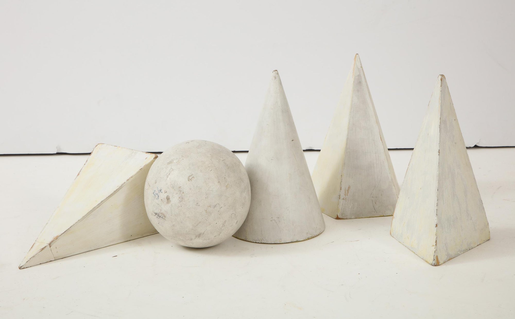 Set of 5 white Painted Wooden Geometric Molds