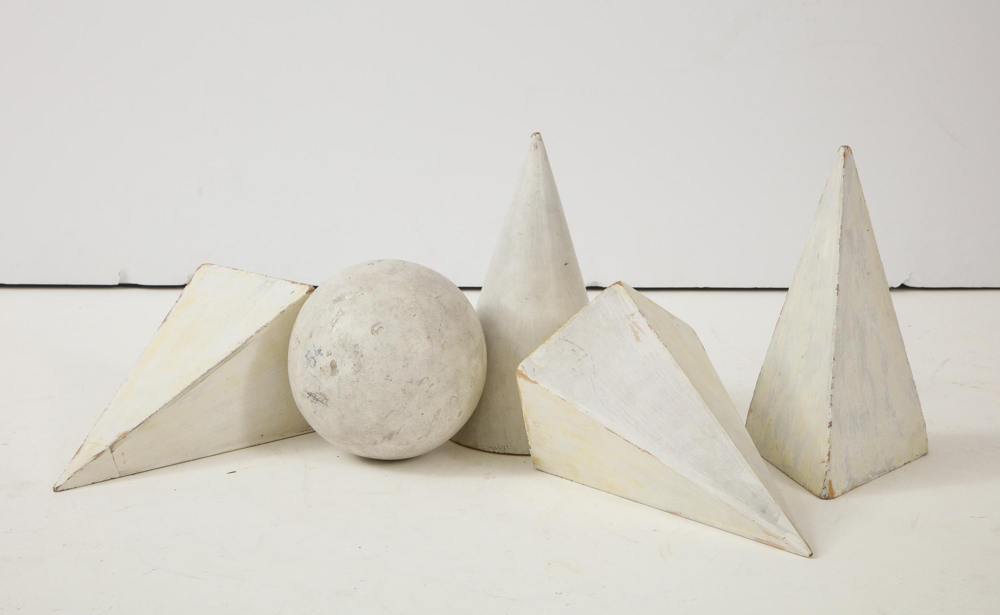 Set of 5 white Painted Wooden Geometric Molds