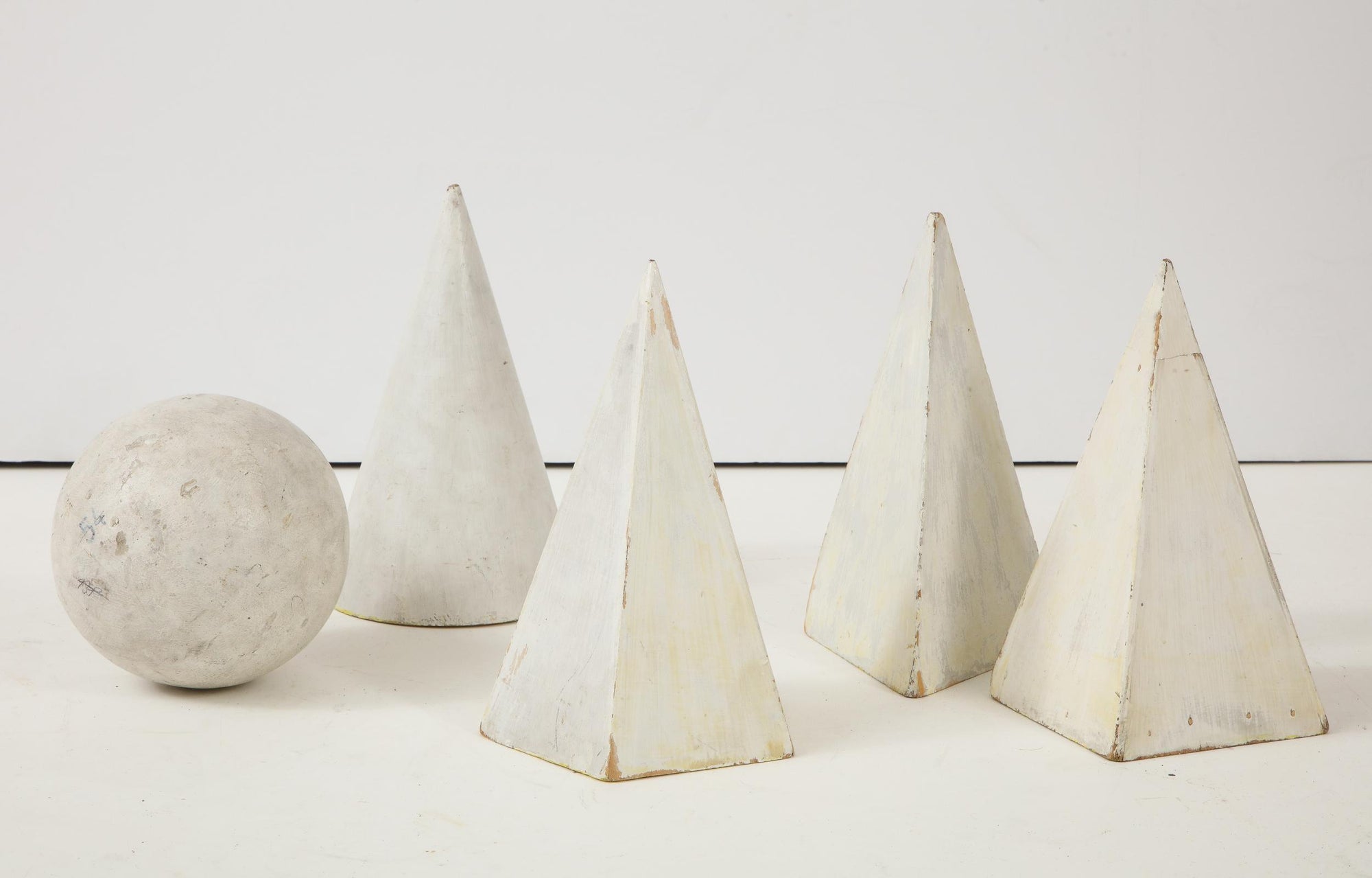 Set of 5 white Painted Wooden Geometric Molds