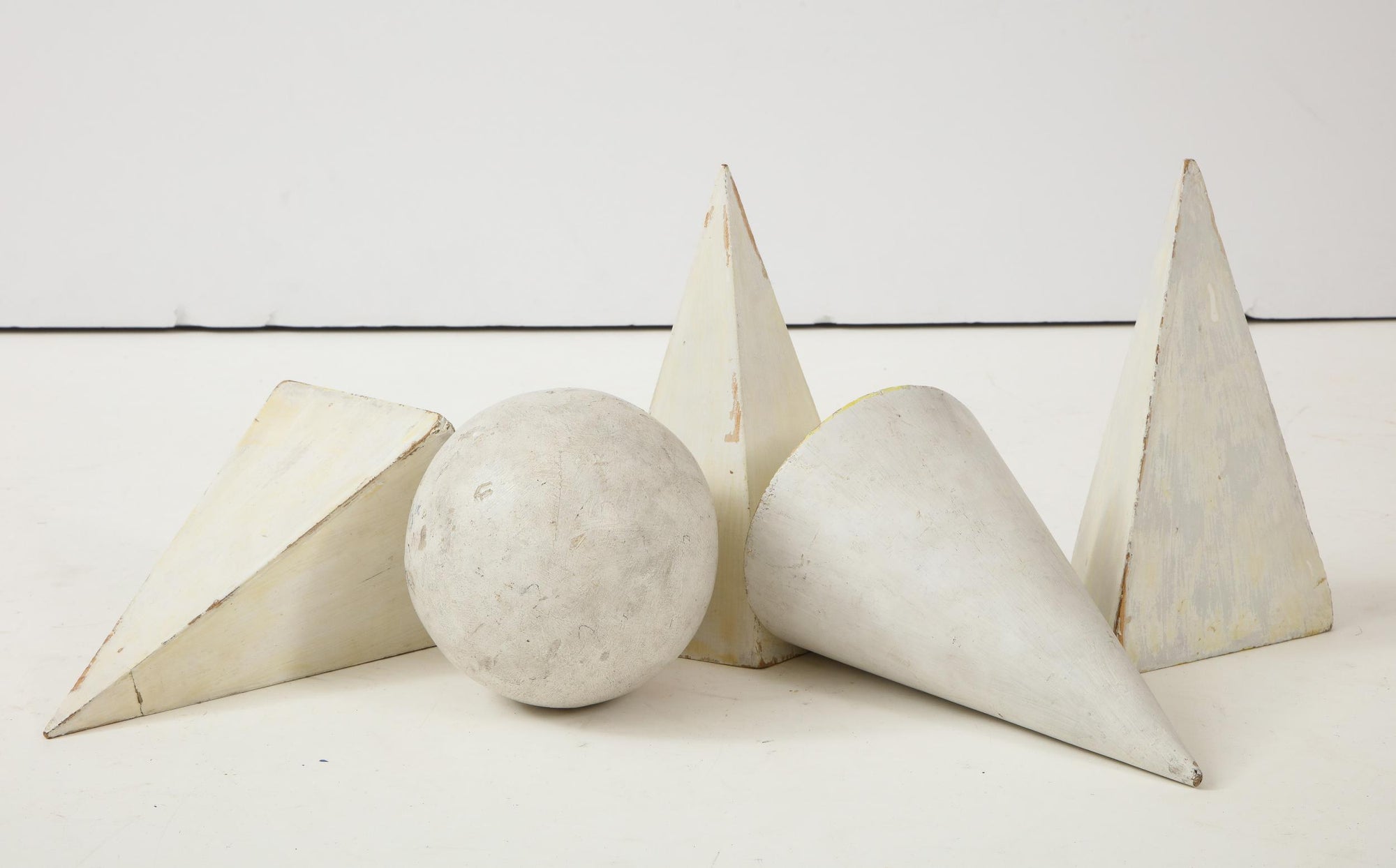 Set of 5 white Painted Wooden Geometric Molds