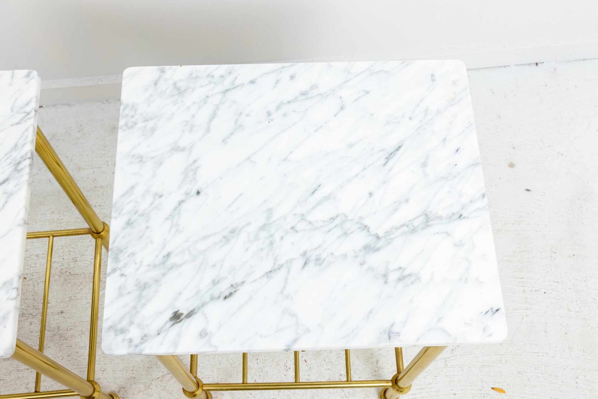 Brass and Marble Side Tables