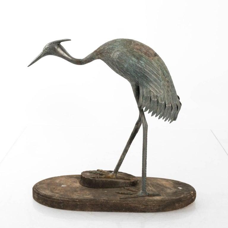 Early 19th Century Antique Bronze Crane Ornament