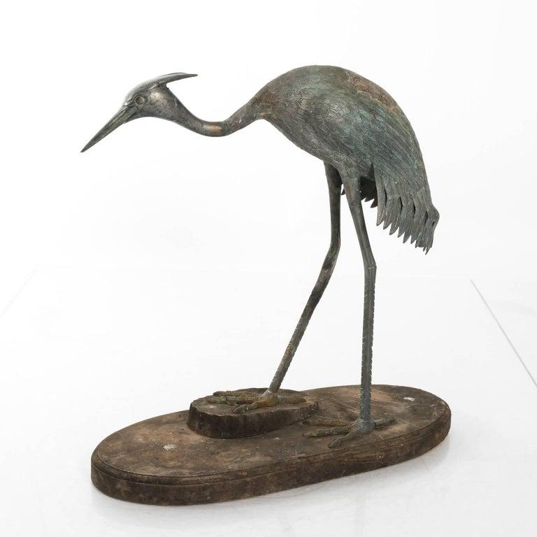 Early 19th Century Antique Bronze Crane Ornament