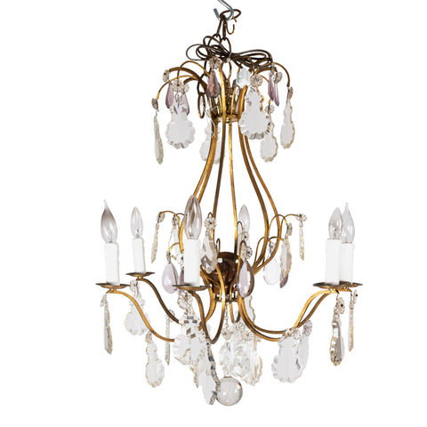 Late 19th Century French Scrolled Brass Chandelier
