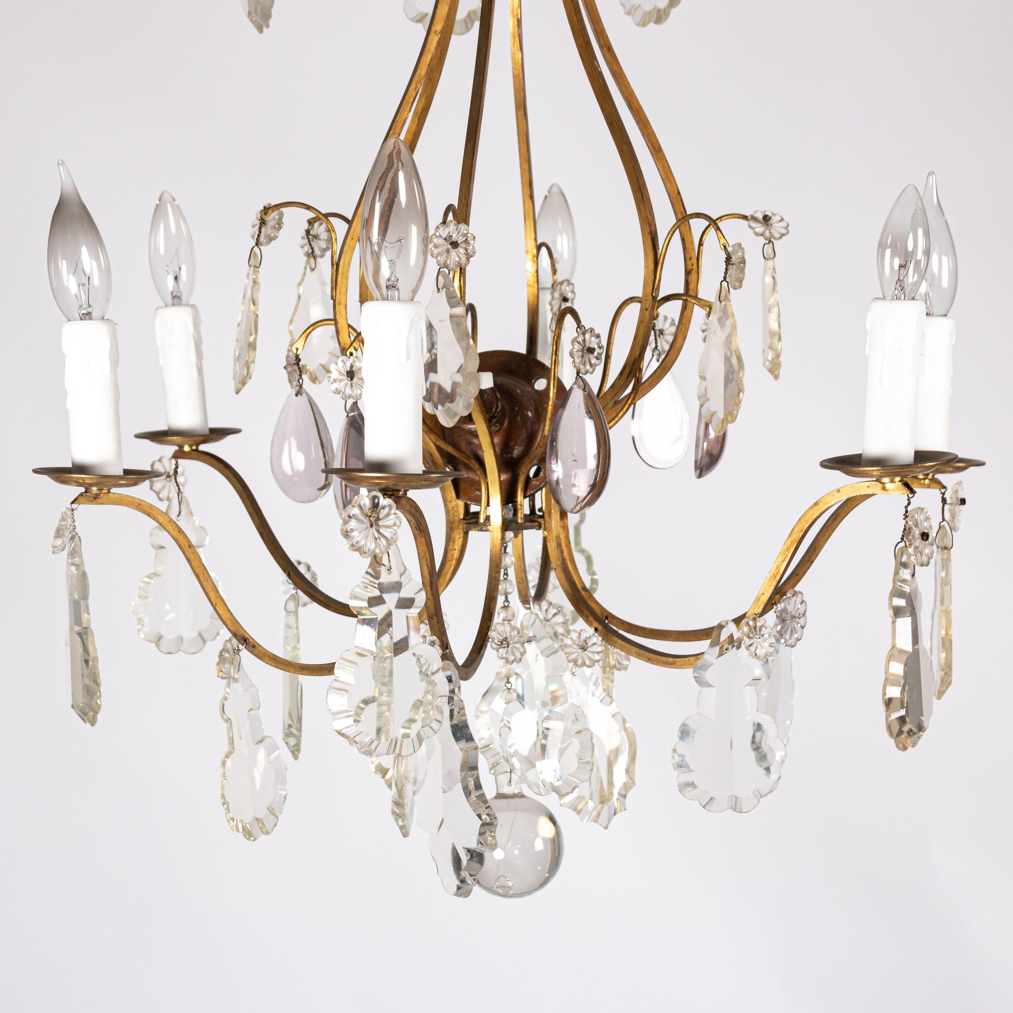 Late 19th Century French Scrolled Brass Chandelier