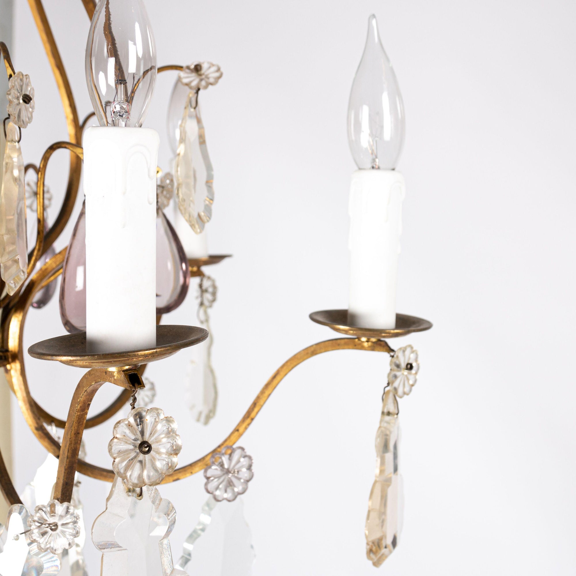 Late 19th Century French Scrolled Brass Chandelier