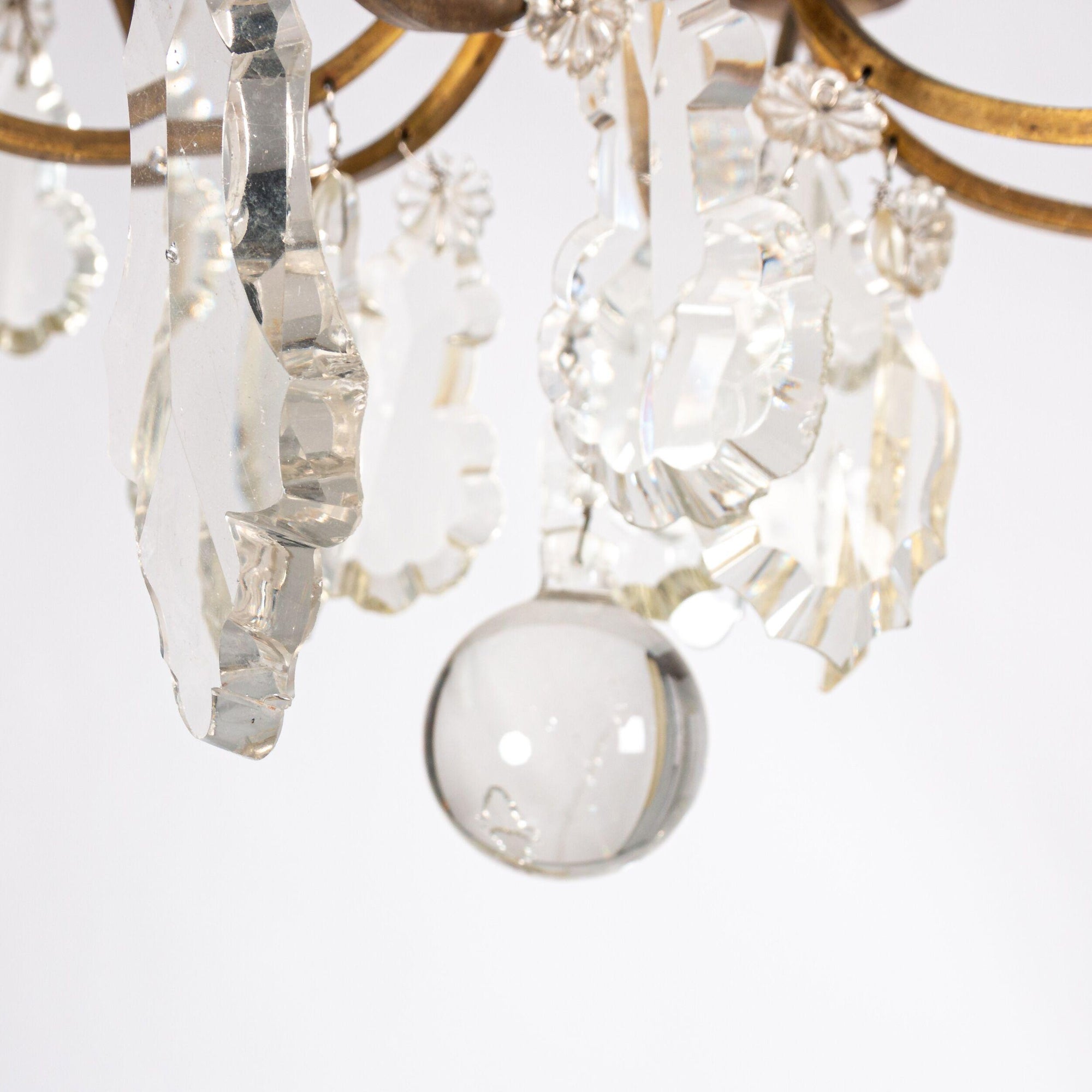 Late 19th Century French Scrolled Brass Chandelier