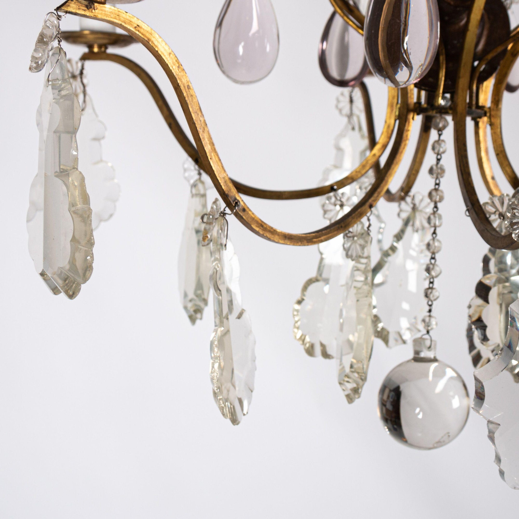 Late 19th Century French Scrolled Brass Chandelier
