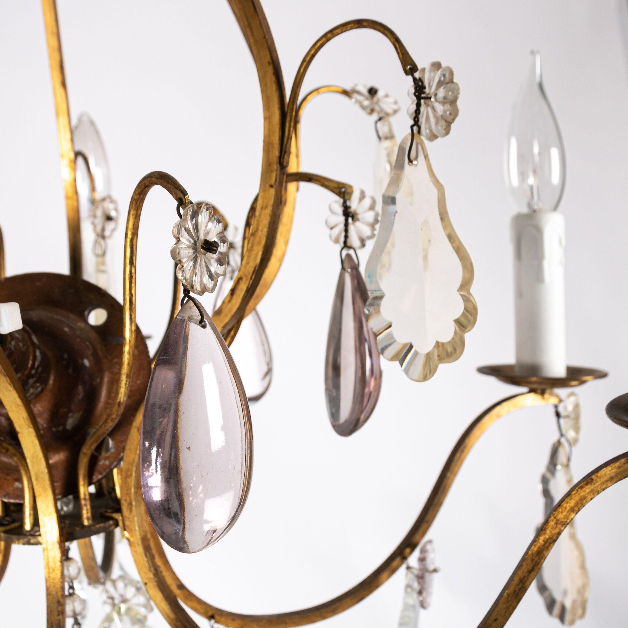 Late 19th Century French Scrolled Brass Chandelier