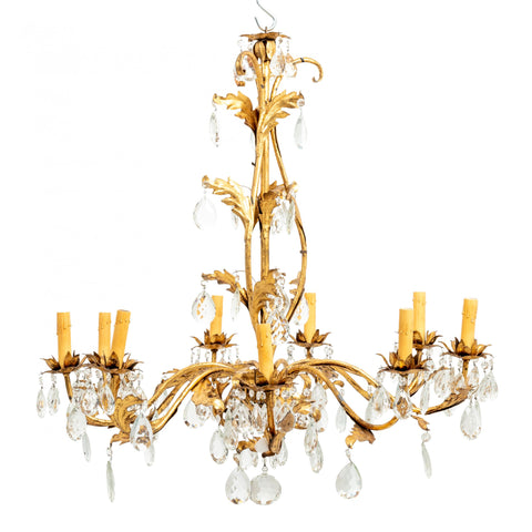 Gilded 8 stem chandelier